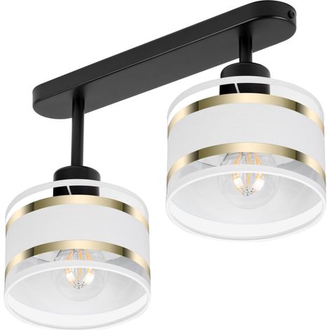 Plafoniera nera con paralumi, in metallo industriale, 2xE27, illuminazione LED moderna per soggiorno, cucina, camera da letto, cameretta dei bambini, loft (1/5)