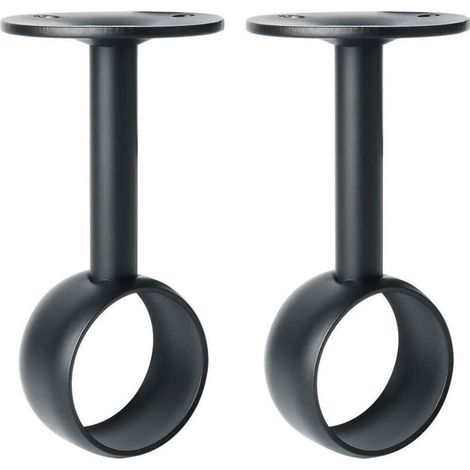 Support de Tringle à Rideaux Support Tringle Penderie avec Vis Support de Plafond pour Rideau et Armoire, Noir Mat en Acier Inoxydable, Diamètre 32 mm, 2 Pcs (1/5)
