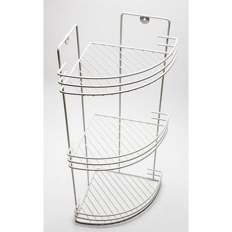 Etagère D'angle Salle De Bain 3 Niveaux Métal Blanc 59x22x22cm