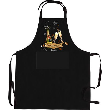 Tablier de Cuisine Noir Recyclé Champagne pour la Protection en Cuisine, 72 x 90 cm - PANGIVO