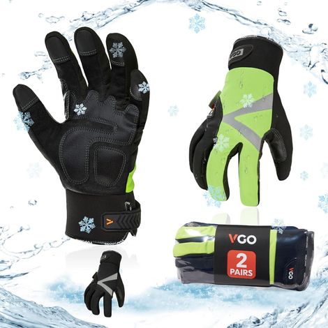2Paires gants travail hiver étanches, utilisation en chambre froide ou congélateur, écran tactile(SL8777FW,Noir,XL,2paires) (1/5)