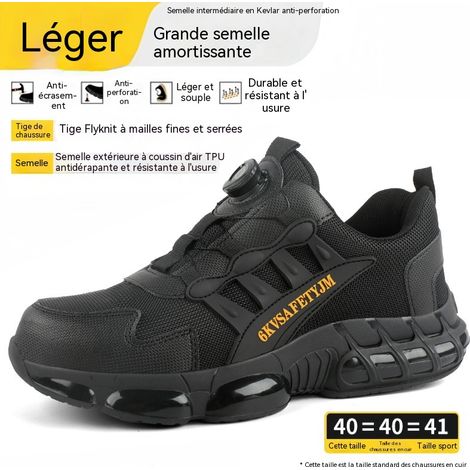 Sécurité industrielle 45, chaussures légères anti choc et anti poinçonnage, maille ventilée, fermeture pratique à bouton (1/5)