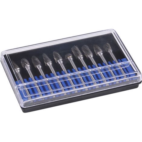 10pcs Tungsten Carbide Steel Rotary Files Burr Set 3 mm Shank 6 mm Diamètre Double coupe (1/5)