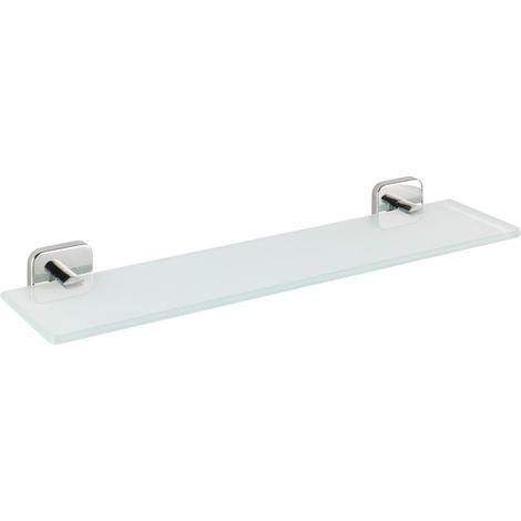 Etagère salle de bain, tablette en verre Mezzano, fixation acier inox - verre satiné, 46,5x5,5x13,5 cm, brillant (1/3)