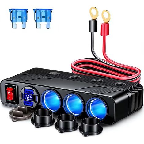 7-en-1 Prise Allume Cigare 12V-24V, 180W Multi Prise Chargeur Allume Cigare, Dual PD (1/5)