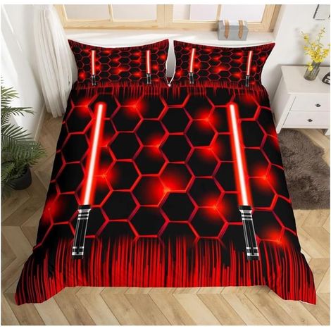 créatif Futur Guerrier épée Laser Parure de Lit 90x190 cm thème du Sabre Laser Housse de Couette pour Enfant GarçOn Fille - 6AO (1/4)