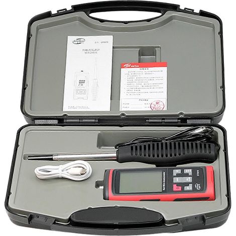 Anémomètre fonctionnel, instrument de mesure de la vitesse du vent, appareil de mesure de la vitesse du vent et du volume d'air, avec sortie de données et connexion USB. (1/5)