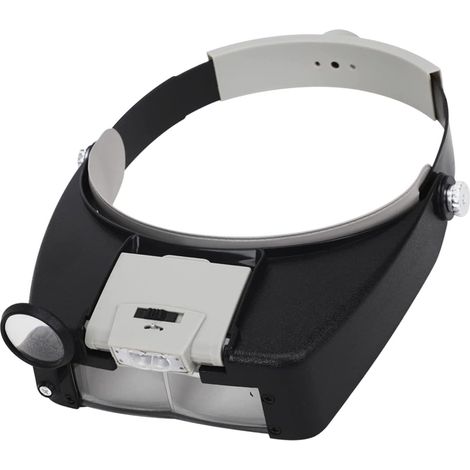 Casque loupe avec lumière - 3 lentilles (2 primaires et 1 secondaires), LED amovible pour bijoux, réparation électronique (1/5)