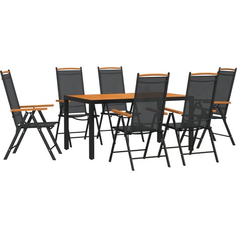 Maison Exclusive - Set da Pranzo da Giardino 7 pz Nero e Marrone in Alluminio (1/5)