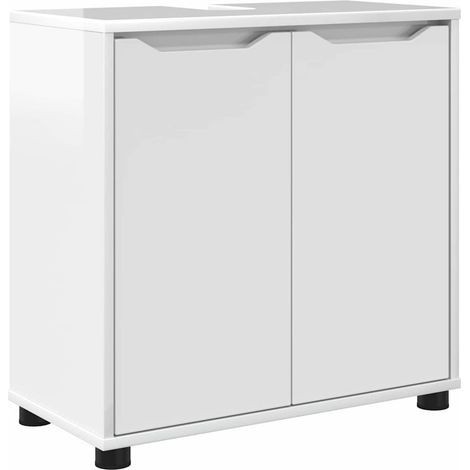 Maison Exclusive - Badezimmerwaschbecken-Schrank Hochglanz Weiß 6