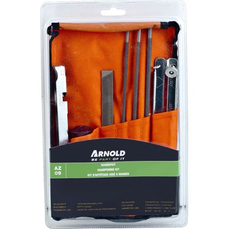 ARNOLD Kit d’affûtage en trousse enroulable pour lames de tronçonneuse (1/4)