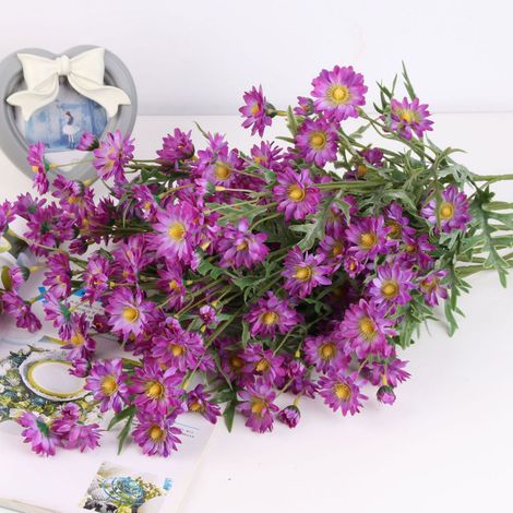 Chrysanthème artificiel lilas, marguerite unique, accessoire photo, décoration de lieu de mariage, fleur artificielle - jaune, longueur totale 75 cm, diamètre de la fleur 4 cm (1/5)