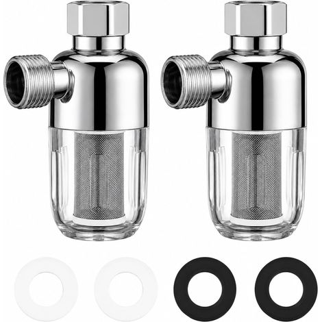 2 pièces de préfiltre de système d'eau de douche, filtre à eau , filtre anti-calcaire et filtre de douche avec élément filtrant en acier inoxydable de 40μm pour robinet, filtre de douche (1/5)