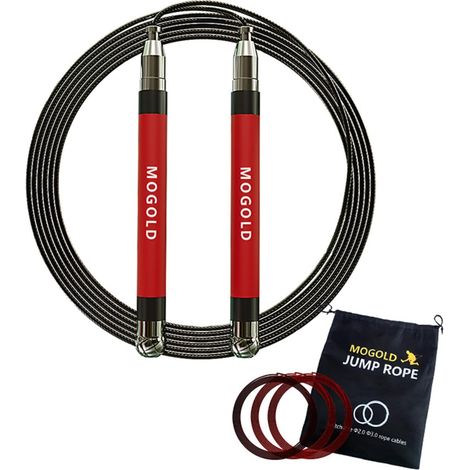 Professional Skipping Rope, Self-Locking System, Adjustable Length, 360 Degree Rotation, Silicone Coated with 2 Tangle-free Speed Cables for Fitness (1/5)