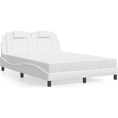 Bett "Viana" mit Matratze Weiß 140x200 cm Kunstleder