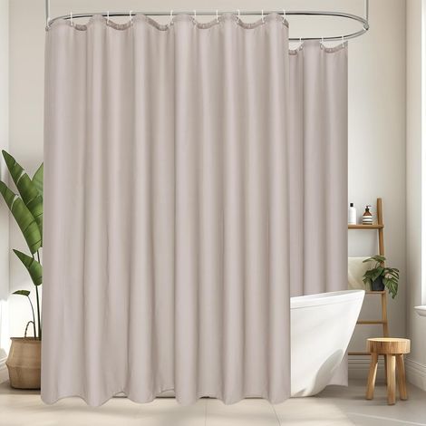 - Rideau de douche extra-large, 300 x 200 cm, imperméable, en tissu textile, couleur sable, extra-large, anti-moisissure, lavable, séchage rapide, rideaux de douche avec 20 anneaux (1/5)