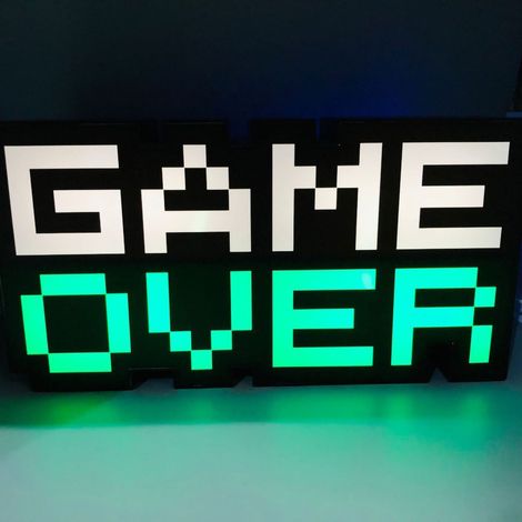 Lampe lumineuse Phonation pour jeux vidéo, icône « GAME OVER », petite lampe colorée rechargeable par USB. (1/5)