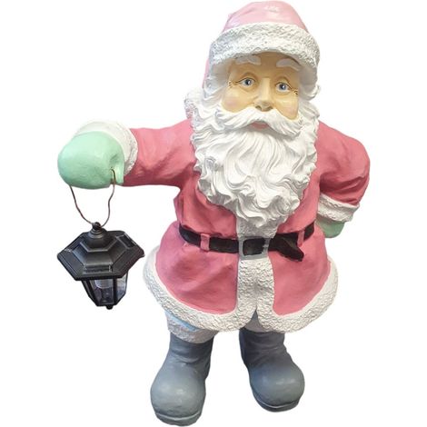 Figur Weihnachtsmann Laterne, Polyresin 75 x 50 x 40 cm pastell Dekofigur