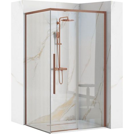 CABINA DOCCIA REA SOLAR 90X90 BRUSH COPPER + PIATTO DOCCIA SAVOY BLACK