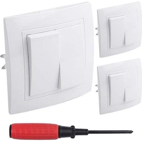 3 PCS Interrupteur Va et Vient 10A 250V Interrupteurs Mural Double de Vis Interrupteurs Encastrable Poussoir Interrupteur Lumiere Avec Stylo à Vis pour Escalier Couloir Chambre Coucher-Blanc (1/5)