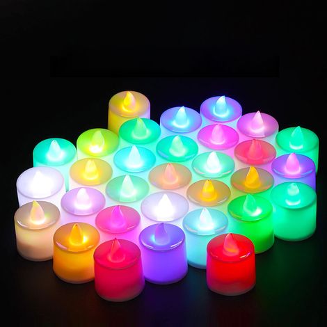 Bougies LED en plastique, design romantique, sans fumée, à piles, pour une utilisation intérieure et extérieure, changement de couleur coloré (1/4)