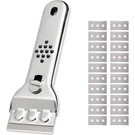 Grattoirs pour plaques à induction, adaptés aux surfaces en verre et en céramique, en acier inoxydable, lot de 20. (1/5)
