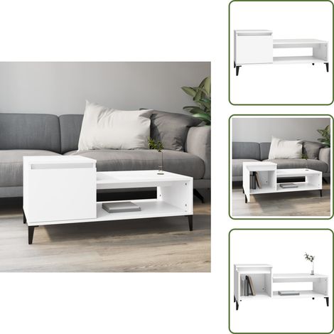 Couchtisch Weiß 100x50x45 cm Holzwerkstoff - Couchtisch - Wohnzimmerstil - Holzwerkstoff Möbel - Weißer Couchtisch - TV Stand (1/5)