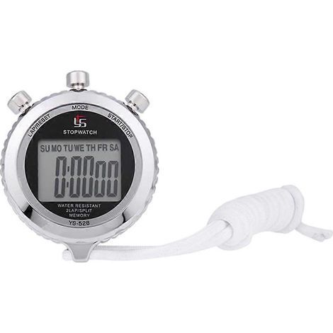 Multifunktionale digitale Stoppuhr für Sport, ideal für Schule und Sportwettkämpfe (Silber) – 6,50 x 5,50 x 1,30 cm – Silber (1/4)
