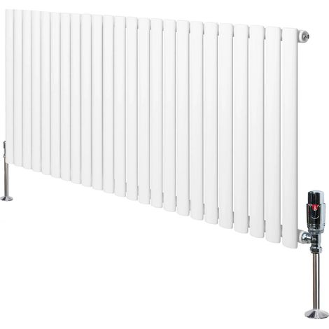 Oval Single Column Radiator & Valves – 600mm x 1440mm – White (1/5)