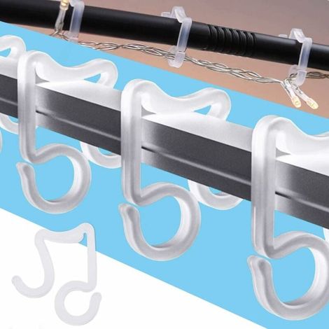VURAHOME – 100 Stück PP-Dachrinnenhaken, Dachrinnenhaken für Lichterketten, weiße Dachrinnenclips, Dachrinnenbefestigungen für Lichterketten, Weihnachtsbeleuchtung (1/5)