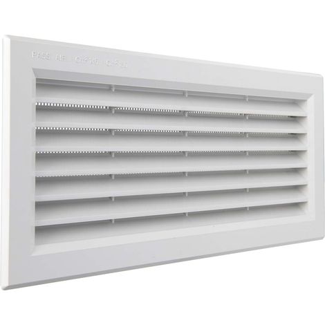 1 - Grille de ventilation - Plastique blanc - Rectangulaire encastrée avec filet anti-insectes - Pour cuisine salle de bain - Blanc - 31,5x13,6cm (1/5)