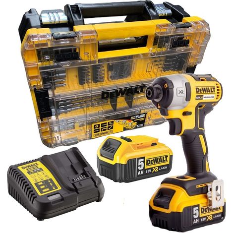 Dewalt DCF887P2 18V XR G2 Brushless 3 Speed Impact Driver - 2 x 5.0ah + 85pc Set (1/4)