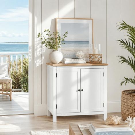 Petit buffet blanc 2 portes à encadrement VENZA (1/5)