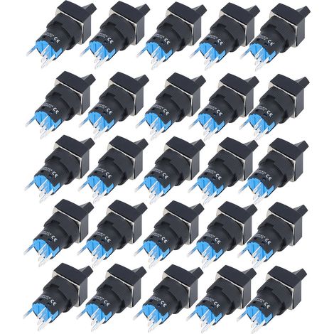 Sélecteur rotatif carré 2 positions auto-verrouillant LED 16mm, 25 pièces, 12V vert, interrupteur à bouton lumineux BERM/BEM-LA16-11XD/21-F (1/5)