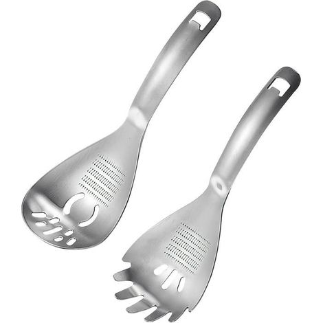 2PCS Cuillère de cuisine en acier inoxydable, Cuillère multifonctionnelle avec passoire et spatule, Ensemble d'ustensiles de (1/5)