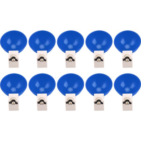 Lot de 10 abreuvoirs automatiques pour volailles (poulets, canards, oies), grande capacité et faciles à installer. Grand bol bleu. (1/5)