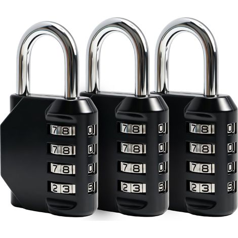 Lot de 3 cadenas à 4 chiffres - En acier inoxydable - Pour extérieur (1/5)