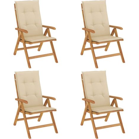 Maison Exclusive - Sillas de jardín reclinables y cojines 4 uds madera maciza teca (1/5)