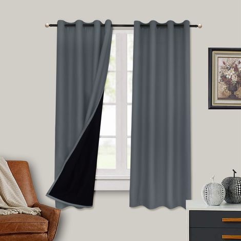 Rideaux occultants pour salon, rideaux isolants thermiques, rideaux à œillets, adaptés à la chambre et au salon (lot de 2, 130 x 160 cm).