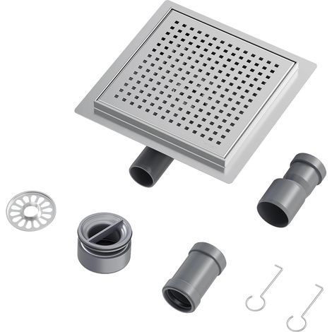 Bonde de Douche en Acier Inoxydable 360° Siphon de Sol, Odeur et Filtre de Cheveux 20cm Caniveau Douche pour Salle de Bain, Extérieur (1/5)