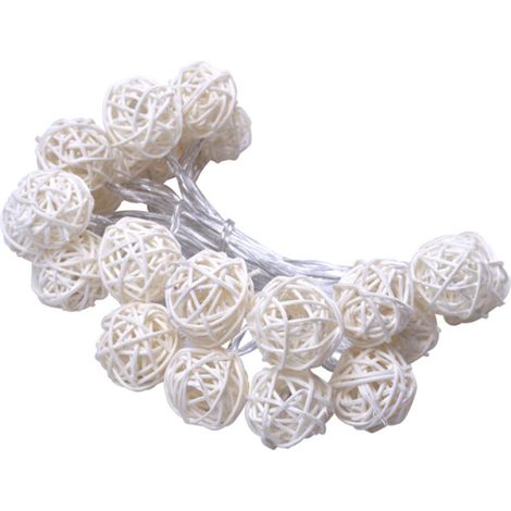 Guirlande Lumineuse Rotin - 10 Lampes - Piles AA - Extérieur Jardin Terrasse Mariage Fête - 1 Pièce (1/5)