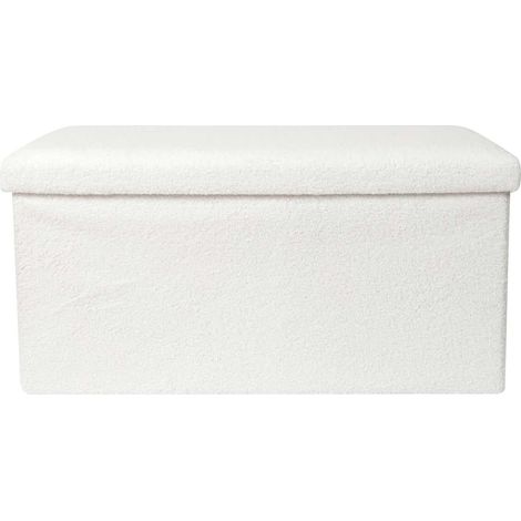 HOME DECO FACTORY, HD0059, Bouclette bianca, Natural Crush, mobili, cassapanca e panca pieghevole, 76x38x38 cm, altezza seduta 38 cm (1/5)