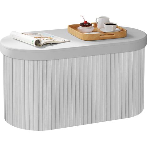 WOLTU 1x Stool- round, padded, velvet MDF, storage space - bar stool, dressing table chair, dressing table stool,76x38x38 cm, Light Grey