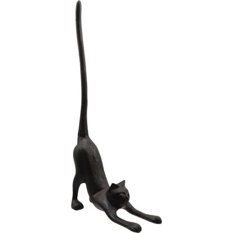 Porte-papier toilette en fonte, porte-papier toilette pour chat pour plan de travail de salle de bain ou de cuisine, forme de chat (1/2)
