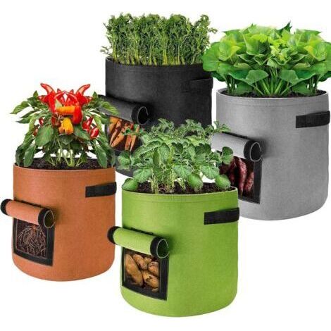 Sacs de plantation géotextile, 4 sacs de plantation de pommes de terre (4 de 10 gallons), pots de pommes de terre avec fenêtres pour la culture de pommes de terre, tomates