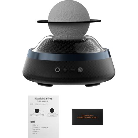 Diffuseur d'huiles essentielles avec haut-parleur sans fil, lumière d'ambiance LED colorée, veilleuse, lecteur de musique et diffuseur d'aromathérapie pour la maison, le bureau ou la chambre (noir). (1/5)