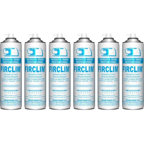 Firclim - 6 sprays anti-bactérien, nettoyant, aérosol pour clim - 500ml