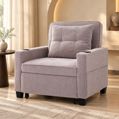 Divano letto singolo 74x87x84 cm in legno e metallo grigio, salvaspazio 3 in 1 – MEUBLIV (1/5)