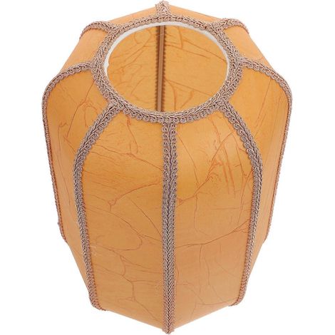 Abat-jour de style antique chinois pour lampadaire, en tissu jaune (1/5)
