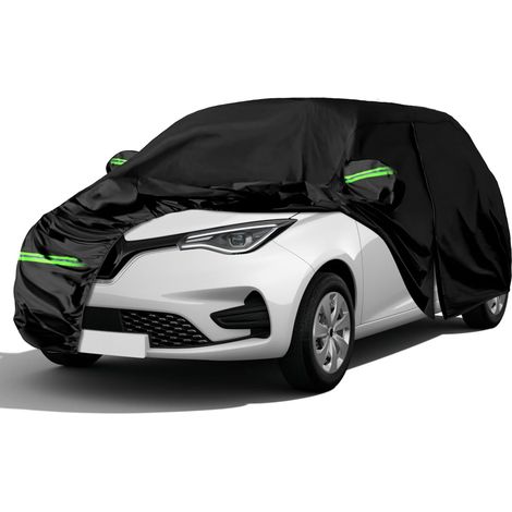 Housse de Voiture Adaptée pour Renault Zoe 2012-2024, Housse de Garage Complète Noire étanche avec Porte Zippée pour Neige, Pluie, Protection Tous Temps,Personnalisé pour Renault Zoe 2012-2024 (1/5)